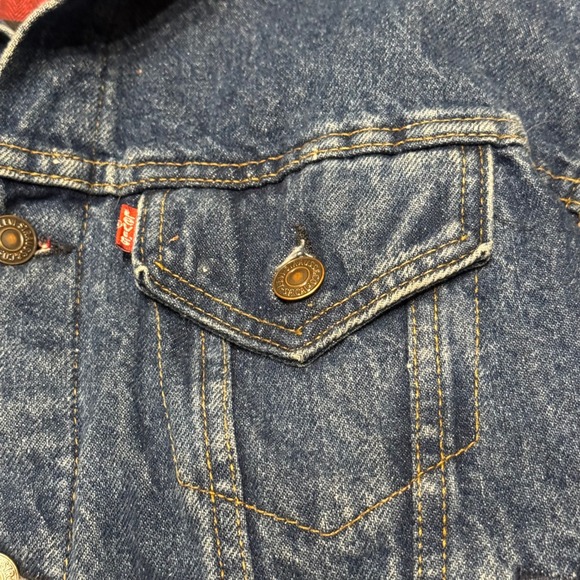 Vintage Levi's Youth 57510 Denim Trucker Jacket Blanket Lined USA Size M - Picture 6 of 8